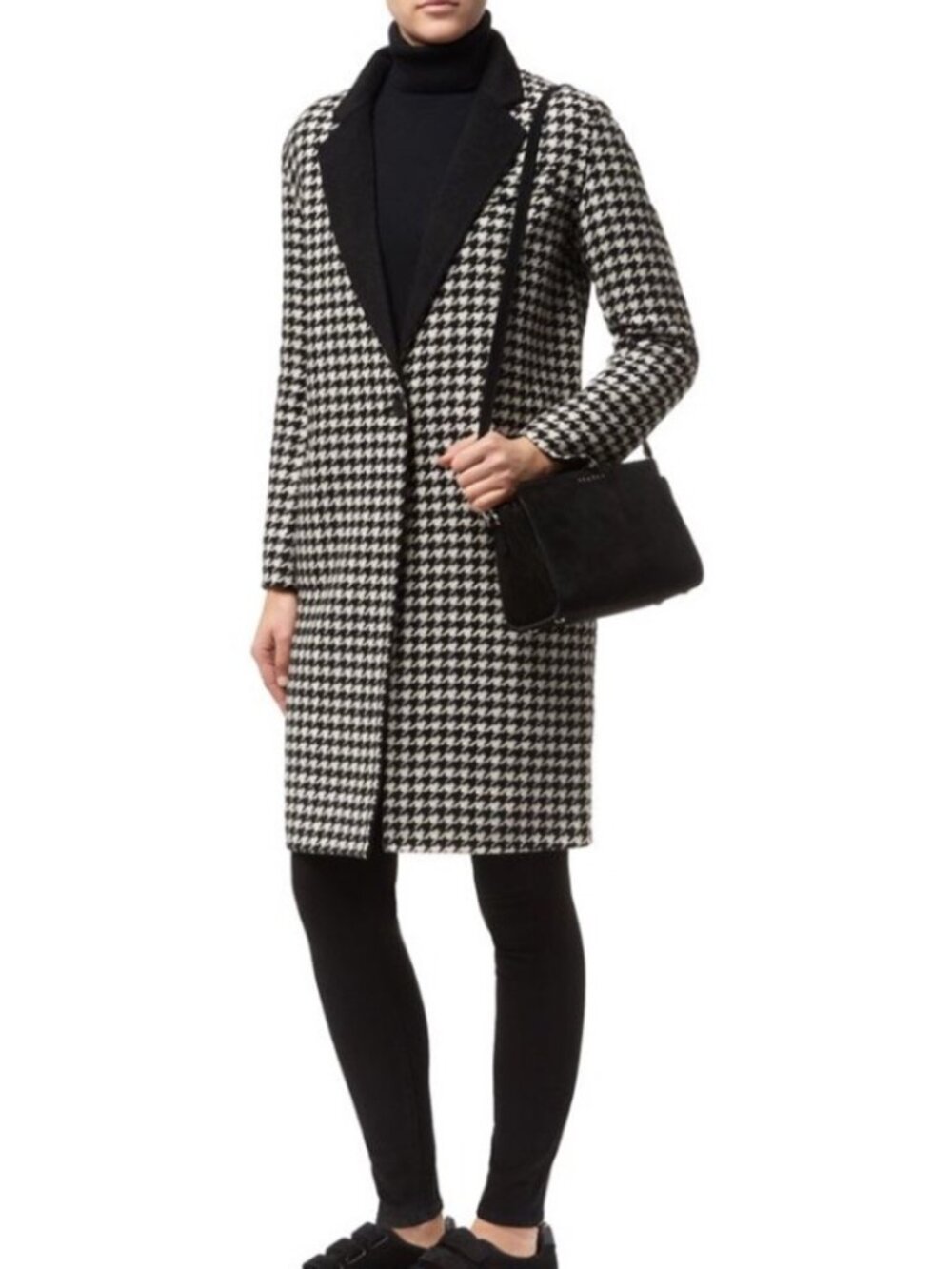 Sandro Paris Black and White Houndstooth Coat - Picture 7 of 7